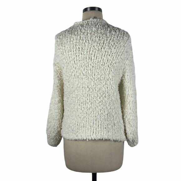 1. STATE Antique White Fuzzy Mock Neck Sweater Med - Picture 3 of 5